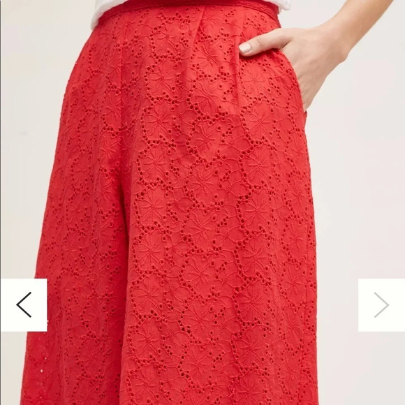 Elevenses Anthropologie Rouge Eyelet Wide-Leg Crop culottes, Women’s Size Small - Picture 7 of 12
